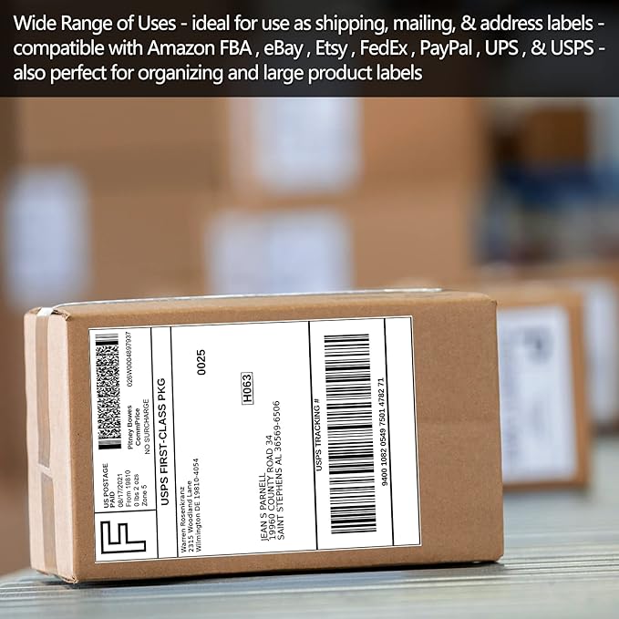 1000 Half Sheet Self Adhesive Shipping Labels, 8.5" x 5.5" Address Labels for Laser & Inkjet Printers(1000 labels-500 Sheet)