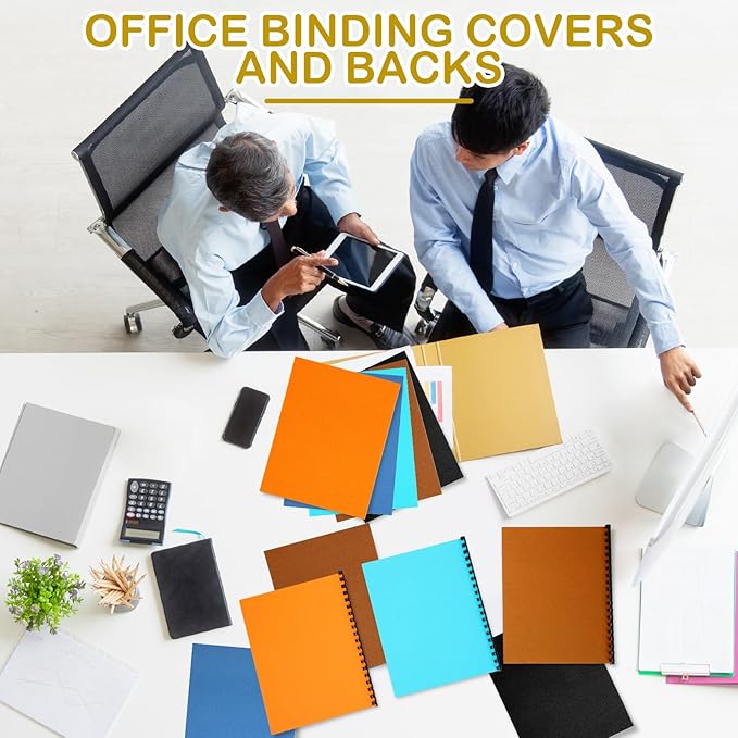160 Pack Binding Covers and Combs kit 8.5x11 Inches Include 60 Pcs 12 mil Leather Texture Binding Cover 60 Pcs 8 mil Clear PET Presentation Covers 40 Pcs Binding Combs Letter Size(Elegant Color)