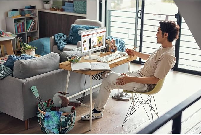 HP 2025 New 22 Inch All-in-One Desktop Computer • 8GB RAM • 128GB PCIe SSD • Intel CPU • Ultra-Quiet Design • Microsoft Office Trial • Wi-Fi 6 • White KB & Mouse • WOWPC Recovery USB • Windows 11