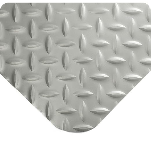 Wearwell 414.1516x4x45GY Diamond-Plate SpongeCote UltraSoft Mat, 45' Length x 4' Width x 15/16" Thick, Gray