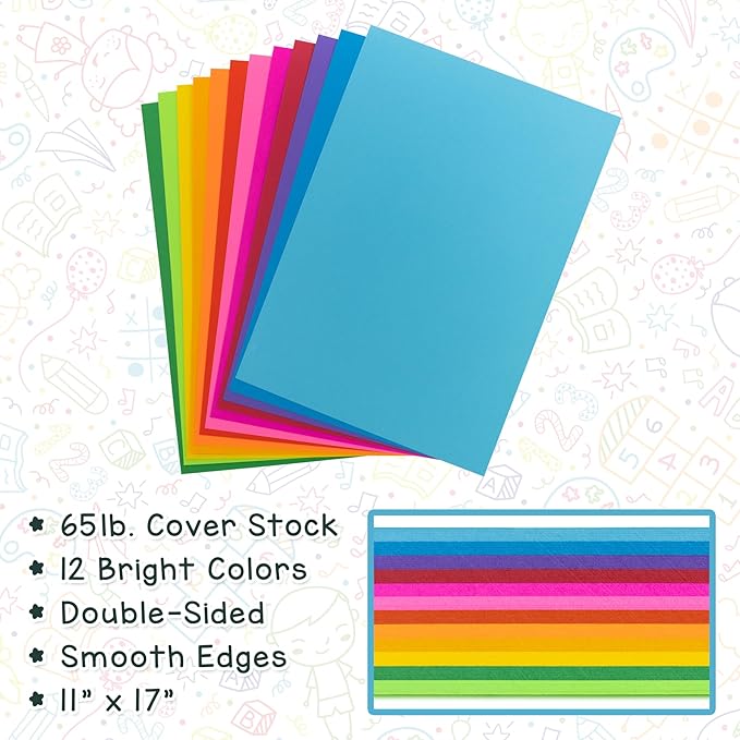 Hygloss Bright Orange Colored Cardstock - 11x17-Inch, 50 Sheets, 65 lb/ 176 gsm, Fade-Resistant, Acid-Free Color Card Stock Paper