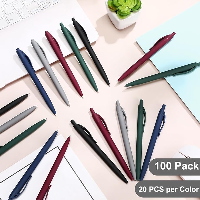 100 Pack Black Pens Bulk Retractable No Bleed Click Black Ink Smooth Writing Ballpoint Pens for School Office Supplies, 1.0mm