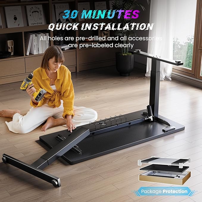 SIAGO Electric Standing Desk Adjustable - 55 x 24 Inch Sit Stand up Desk with Cable Management - 3 Memory Preset Adjustable Height Table