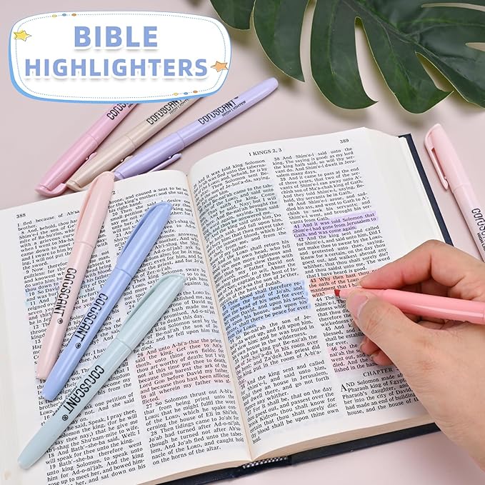 coruscant Pastel Highlighters Set, Assorted Colors Chisel Tip Cute Bible Highlighters, No Bleed Dry Quickly, for Journal Bible Study, Perfect for thin paper, School Office Supplies, 8 Pack
