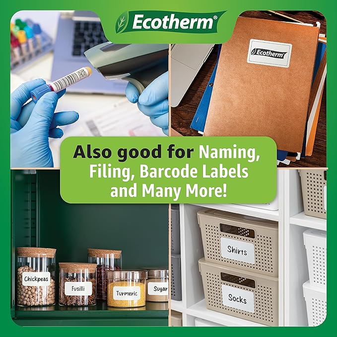 1" x 3" Thermal Labels | 6 Rolls | 5040 Labels | fits Zebra, Godex, Arkscan, iDPRT, Offnova Thermal Label Printers and More | Blank White Adhesive Stickers by Ecotherm