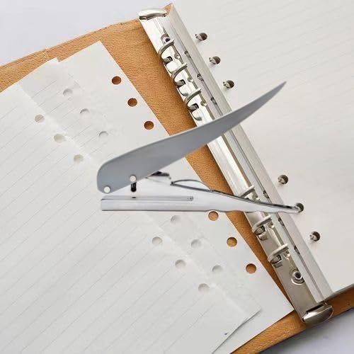 1 Pack 1/4 inch (6mm) Single Hole Punch Heavy Duty Round Hole Paper Puncher 2 Inch Reach Deep Throat Hand Held Long Hole Punch for Paper ID Cards PVC Tags Plastic Cardboard, Grey