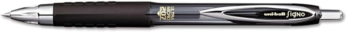 Signo 207 Roller Ball Retractable Gel Pens, Ultra Micro Point (0.38mm), Black Ink, 6 Count, Bundle with Plastic Reusable Pouch