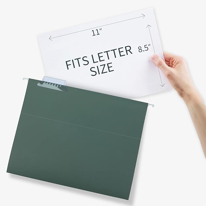 HERKKA Extra Capacity Hanging File Folders, 60 Pack Reinforced Letter Size Hanging Folders with Heavy Duty 1 Inch Expansion, Designed for Bulky Files, Medical Charts, Green