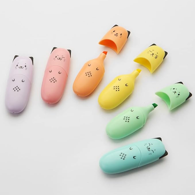 12 pieces Cute Animal Design Vet Tech Week Gifts Mini Highlighter Pen Assorted Colors Chisel Tip Gift Highlighter Marker - stocking stuffers for kid - kawaii stuffs