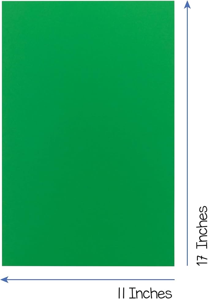 Hygloss Dark Green Bright Colored Cardstock - 11x17-Inch, 50 Sheets, 65 lb/ 176 gsm, Fade-Resistant, Acid-Free Color Card Stock Paper