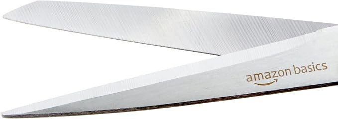 Amazon Basics Stainless Steel Scissors for Office, Crafts, Multipurpose, Sharp, Comfort Grip, PVD Coated, 2 Pack, Green and Grey