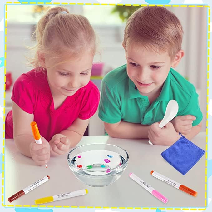 IRWPITW Magical Water Painting Pens for Kids, 12 Colors Magic Drawing Pen Bundle, Kiddies Create Magic Pen Floating Ink Drawings Set with Spoons and Towel, Tattoo Water Marker Gifts for Boys and Girls