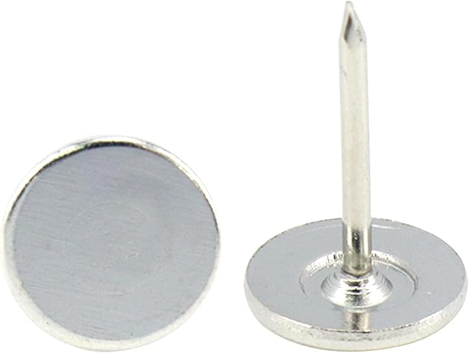 100Pcs Flat Head Upholstery Tacks Home Furniture Decor Tack Upholstery Nails Pushpin Thumb Tacks,Silver Tone (11mmx17mm)
