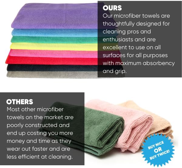 12" x 12" MW Pro Multi-Surface Microfiber Cleaning Cloths | Pink - 12 Pack | Premium Microfiber Towels for Cleaning Glass, Kitchens, Bathrooms, Automotive, Supplies & Products