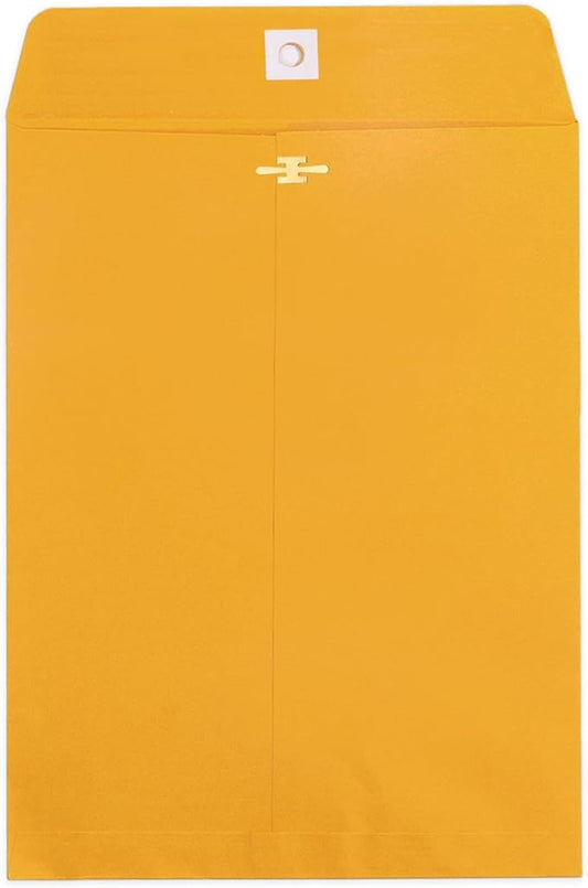 10x13 Clasp Envelopes 20 Pack, Goefun Large Brown Yellow Manilla Envelopes 10x13 with Clasp and Gummed Seal for Office - 100GSM Kraft Paper