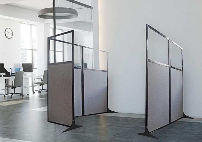 Versare Workstation Partition | Portable Wall Divider | Modern Office Cubicle | Free Standing Privacy Screen | Flexible Work Space | 99" x 70" Lime Green Fabric Panels