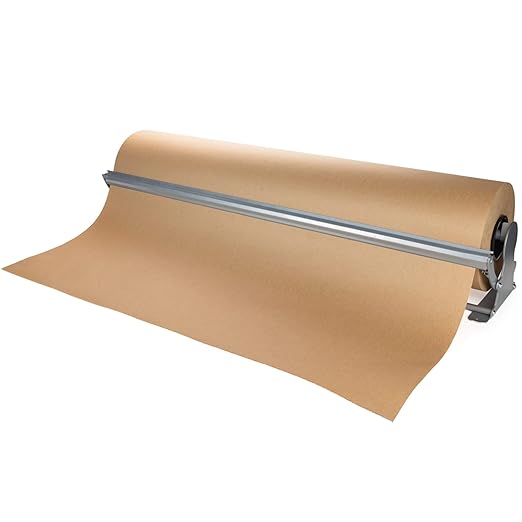 IDL Packaging 36" Kraft Paper Roll Dispenser & Cutter for Rolls up to 36" Wide and 9" in Diameter – Tabletop Reinforced Steel Paper Holder with a Cutter – for Kraft and Butcher Paper