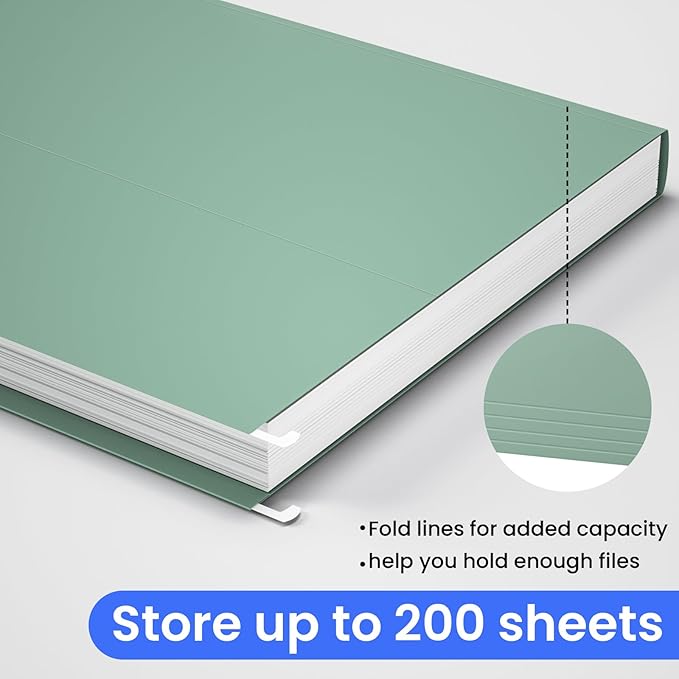 Hanging File Folders Letter Size, 25 Pack File Organizer Folders,1/5-Cut Tabs with Hanging File Folder Frame, Heavy Duty 1 Inch Expansion, Stay Organized for Your Home and Office Bulk File.