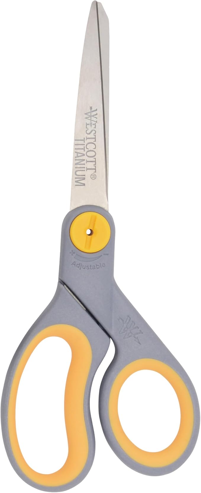 Westcott 8-Inch Titanium-Bonded Scissors with Adjustable Glide Feature for Office and Home - Gray/Yellow