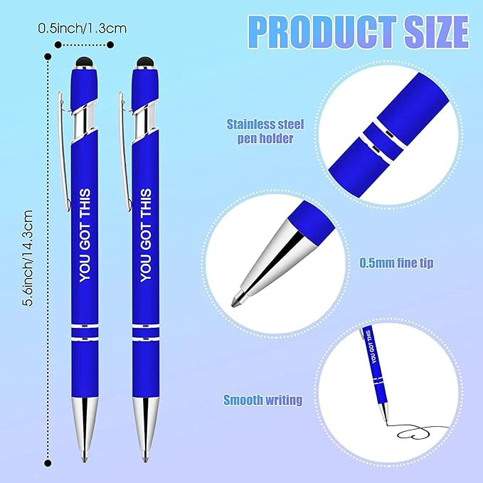 10 Pcs Inspirational Pens - Motivational Ballpoint Pen with Stylus Tip Ink Pens Bulk Inspirational Gifts for Women Coworkers Office Supplies Black Ink