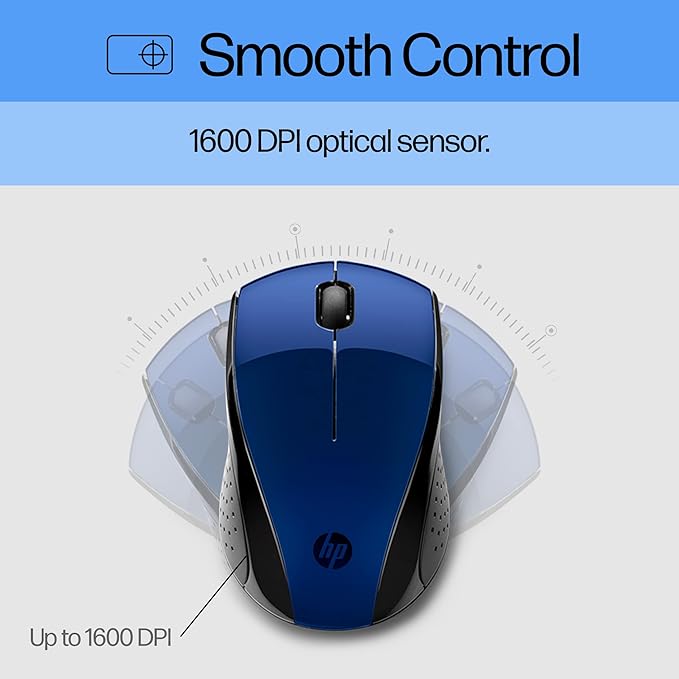 HP X3000 G3 Wireless Mouse - Blue, 15-Month Battery, Side Grips for Control, Travel-Friendly, Blue LED, Powerful 1600 DPI Optical Sensor, Compatible with Wins PC/Laptop, Mac, Chromebook (683N8AA#ABL)