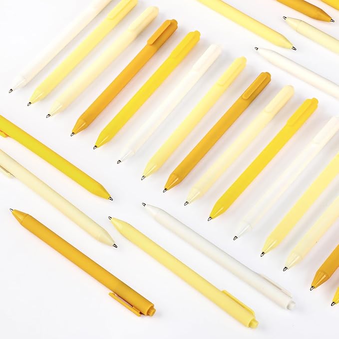 100 Pcs Ballpoint Pens Bulk Retractable Writing 1. 0 mm Black Ink Cute Pens Smooth Writing Color Fancy Gift for Teacher Student Employee Office School Home Baby Shower Supplies (Yellow Series)