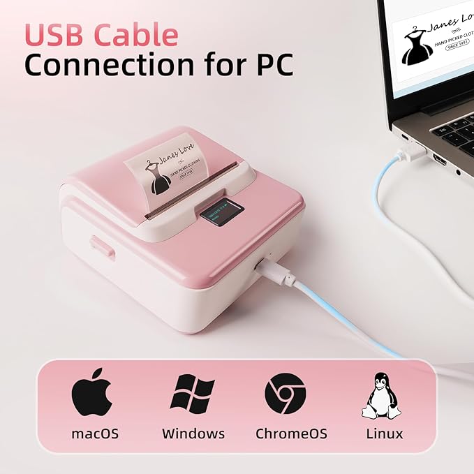 ORGSTA Label Maker Machine with Tape, T003 Thermal Label Maker, 3.15 Inch Bluetooth Label Printer Compatible with Phone & PC, Sticker Printer Barcode Thermal Maker for Small Business, Home, School