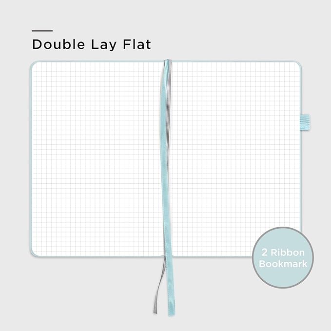 &And Per Se Graph Journal Notebook, 160 Pages, 5.7 x 8 inches College Ruled Thick Paper Notebook Journals for Writing, Grid Hardcover Notebook(1 Pack, cyan)