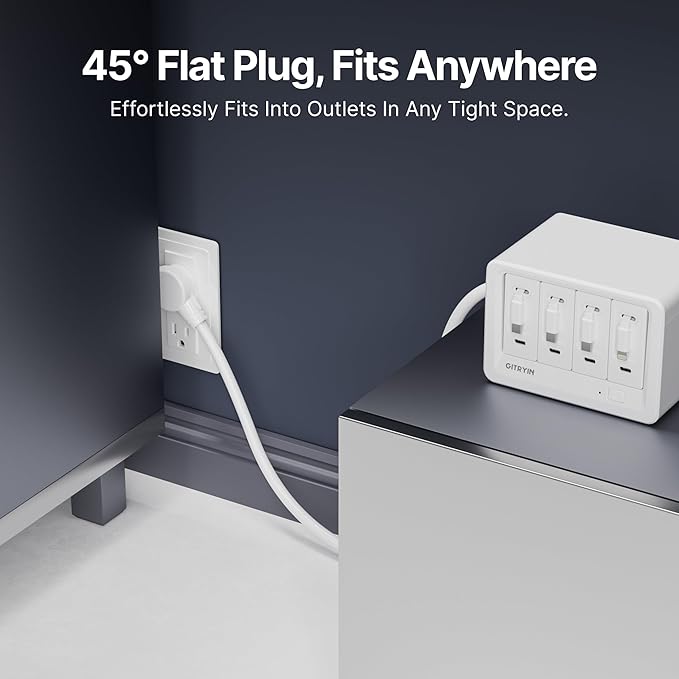 12-in-1 Desktop Charging Station with 3 Retractable Type-C Chargers and 1 Lightning Charger, 40W USB-C Power Strip with 31.5in Cable, Extension Cord with 1020J Surge Protection for Home Office