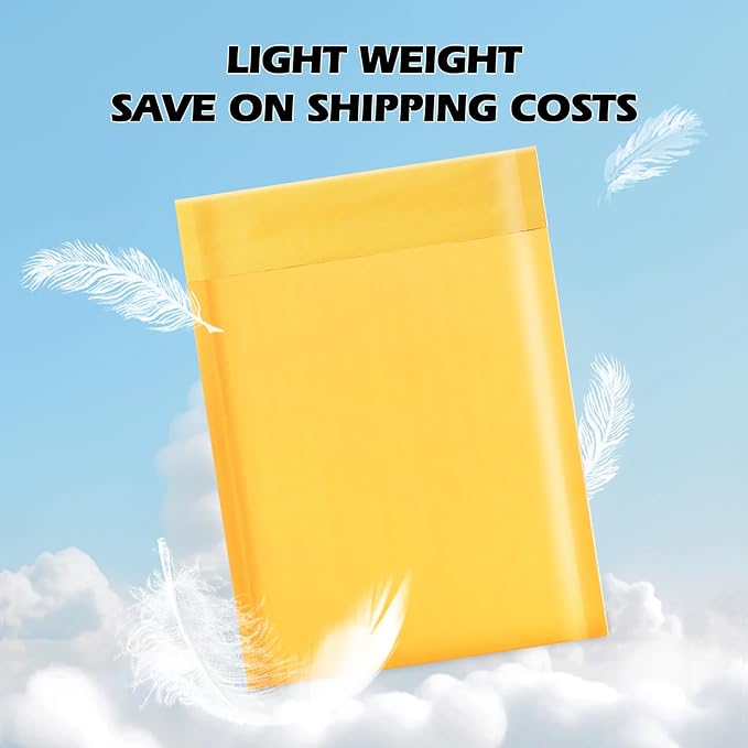 105Pack Yellow 6x10inch Kraft Bubble Mailers Small Business Mailing Packages Self-Sealing Paper Envelopes, Mailer Shipping Padded Envelopes with Strong Adhesion for Jewelry Makeup Supplies