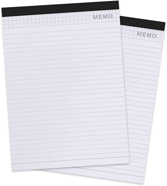 SAYEEC Legal Pads, A4 Size Wide Ruled Writing Note Pads, 8" x11" Lined Notepad Notebook Paper for Business School College Office 25 Sheets Per Pad (2 Pack)