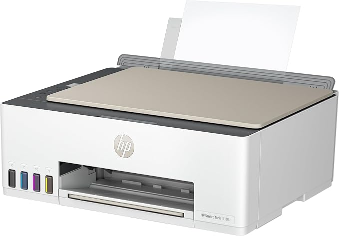HP Smart Tank 5103 Wireless All-in-One Refillable Ink Tank Printer, Scanner, Copier with 2 Years of Ink and 100 Sheets of Photo Paper Included, Best for Home (5D1B2A)