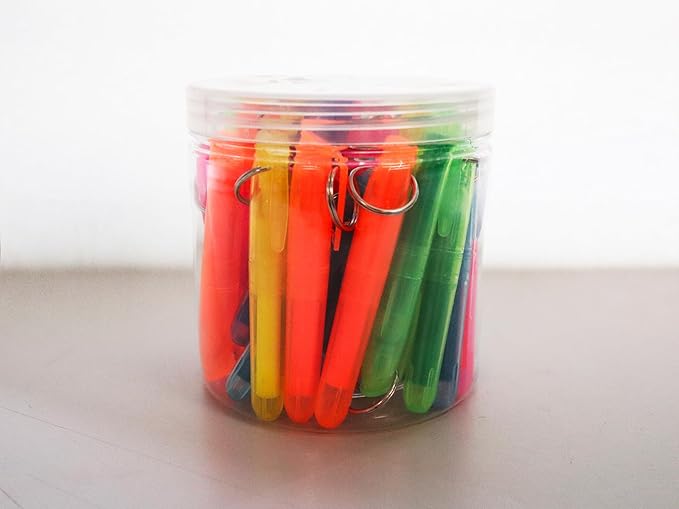 SKKSTATIONERY 36-Pcs Mini Highlighters with Key Ring, Colored Quick Dry Highlighter Markers Chisel Tip Bright Assorted Colors Highlighter Pens 3.5''