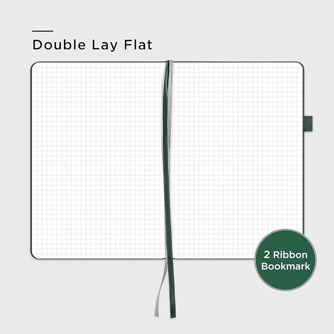 &And Per Se Graph Journal Notebook, 160 Pages, 5.7 x 8 inches College Ruled Thick Paper Notebook Journals for Writing, Grid Hardcover Notebook(1 Pack, green)