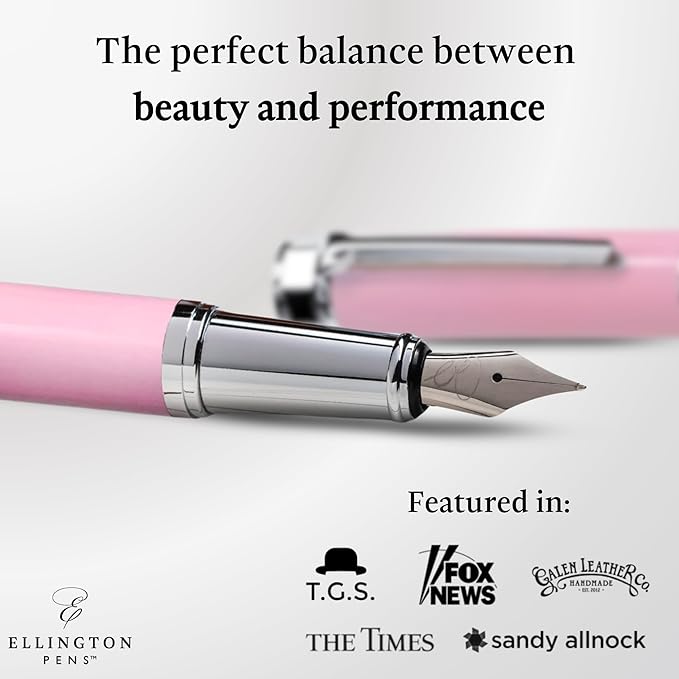 Luxury Fountain Pen Set- Fountain Pens for Writing - Smooth Fine Nib - Includes Refillable Ink Converter, 3 Ink Cartridges [Black & Blue], Gift Box - Elegant Calligraphy