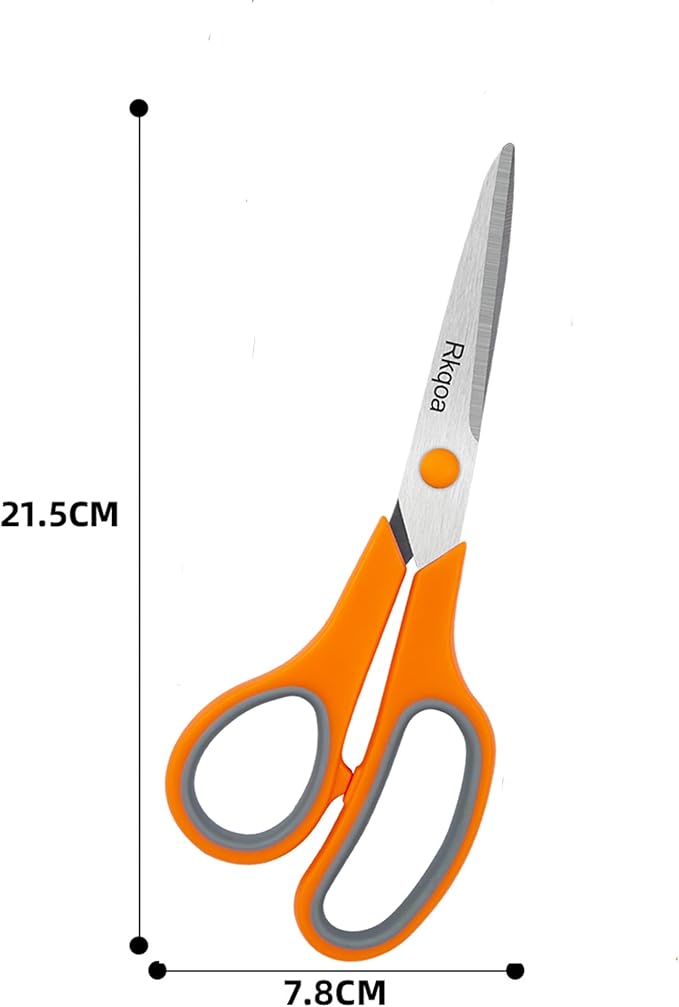 Scissors, Rkqoa 8" All Purpose Office Scissor 6 Pack - Comfort-Grip Sharp Shears for Office School House Sewing Fabric Crafts Arts Desk Classroom Supplies, Teacher/Class Scissors
