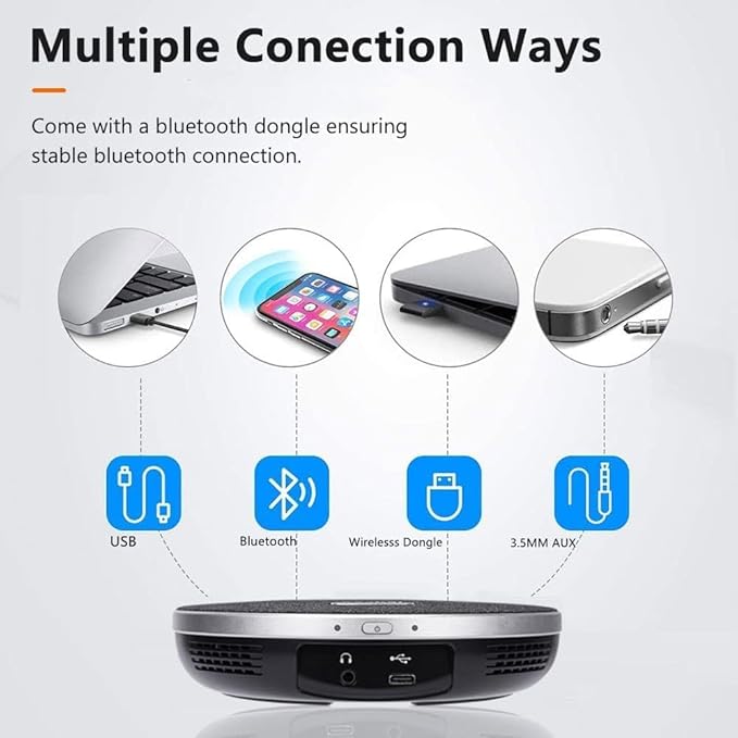 10x Zoom Conference Room Video Camera System, All-in-One HD 1080P 60fps 10X Optical Zoom USB3.0 HDMI PTZ Camera and Bluetooth Conference Speaker with Microphones Bundle for Medium Room