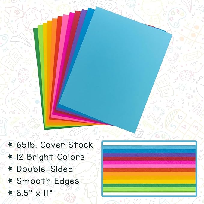Hygloss Black Cardstock - 8.5x11-Inch, 50 Sheets, 65 lb/ 176 gsm, Fade-Resistant, Acid-Free Color Card Stock Paper