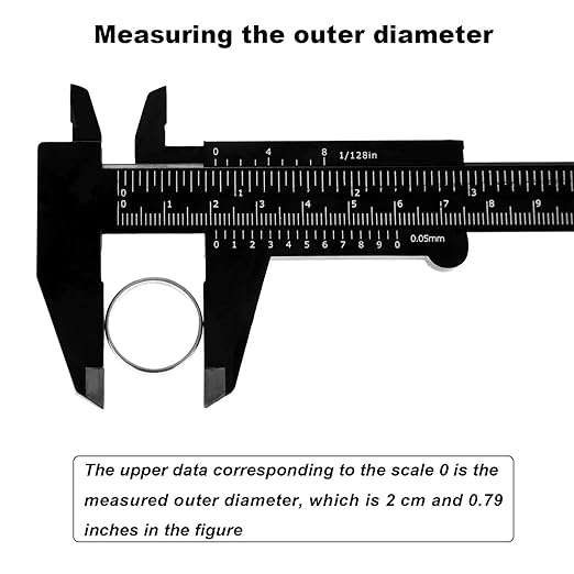 Honoson 10 Pcs Plastic Vernier Caliper 0-6 Inch/0-150 mm for School Student Black Mini Double Scale Sliding Gauge Measuring Tool Vernier Caliper Eyebrow Mapping Ruler Tool for Office Tattoo Artists