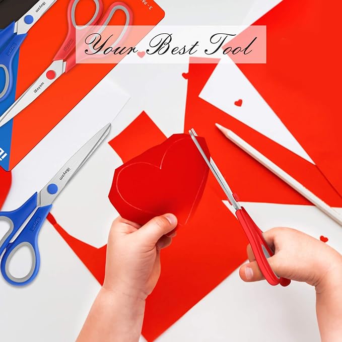 Scissors, iBayam 8" All Purpose Scissors Bulk 3-Pack, Ultra Sharp 2.5mm Thick Blade Shears Comfort-Grip for Office Desk Accessories Sewing Fabric Home Craft School Supplies, Right/Left Handed