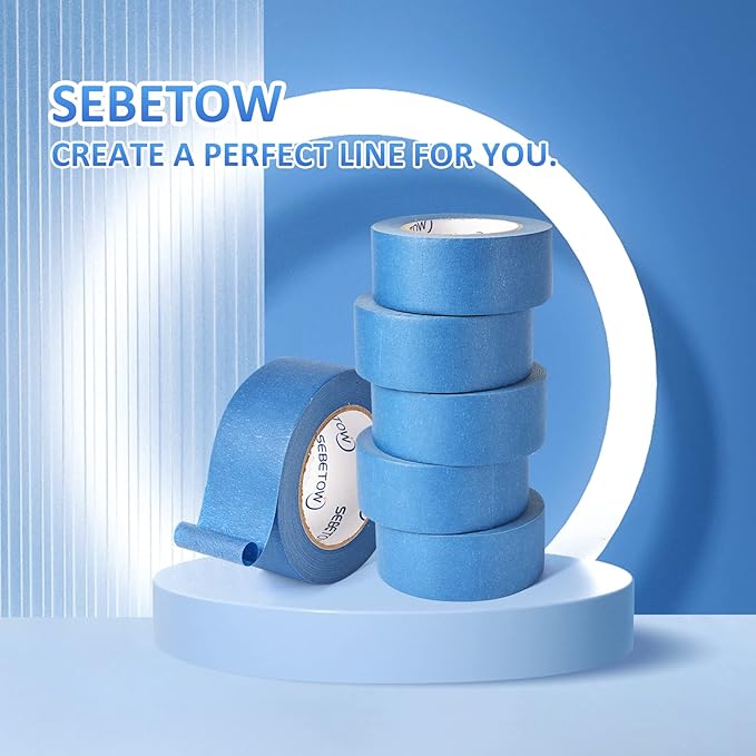 10 Rolls Painters Tape 2 inch Bulk Painter Tape Blue Wide Roll, Blue Masking Tape, 2 Inches x 55 Yards for General Purpose Wall Painting, Home Improvement