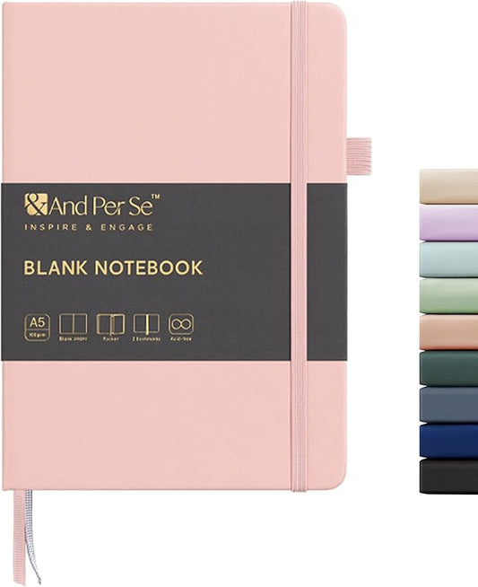 &And Per Se Blank Journal Notebook, 160 Pages, 5.7 x 8 inches College Ruled Thick Paper Notebook Journals for Writing, Hardcover Notebook(1 Pack, pink)