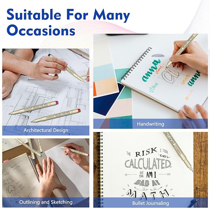 01 Micro Pen, Fine Point Pen with 12 Colors, Waterproof Archival Ink, 0.25mm Fineliner Ink Pens for Artist Illustration, Sketching, Anime, Manga, Technical Drawing and Scrapbooking