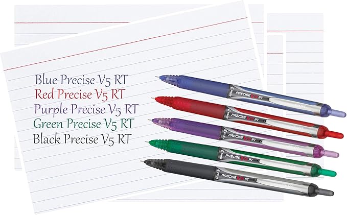 Precise V5 RT Retractable Rolling Ball Pens, Extra Fine Point (.5mm), Assorted Colors Black/Blue/Red Ink, 4-pk; Premium Comfort Grip, Bundle with Plastic Reusable Pouch