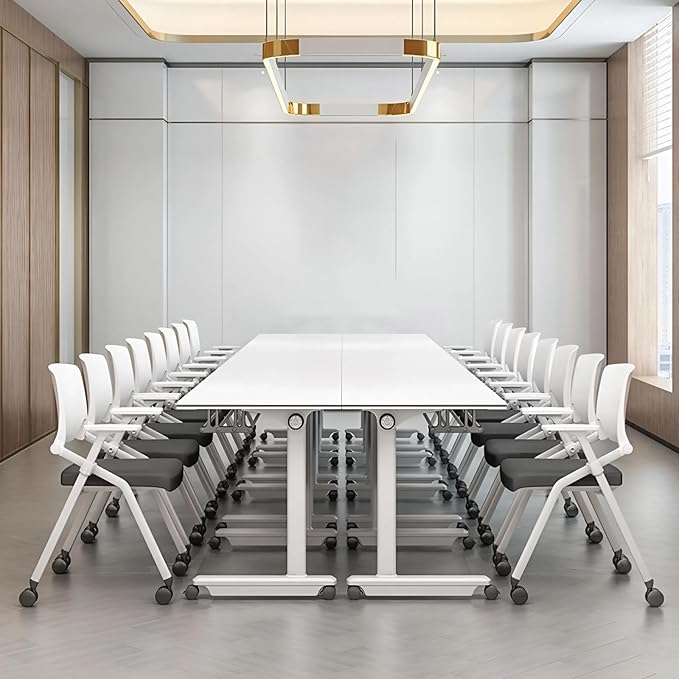 10Pack Conference Room Table, Folding Conference Table for Office Classroom, Mobile Training Tables with Casters Silent Wheels, Large Rectangular Convertible Modular Seminar Tables (L63in)