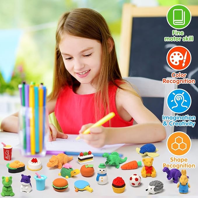 150 Pack Animal Erasers for Kids Bulk Pull Apart 3D Puzzle Erasers Treasure Box Toys for Classroom Rewards and Prizes Class Treasure Box Kids Party Favors Back to School Supplies Gift