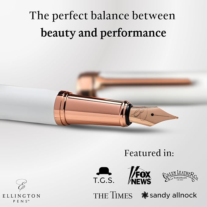 Luxury Fountain Pen Set- Fountain Pens for Writing - Smooth Fine Nib - Includes Refillable Ink Converter, 3 Ink Cartridges [Black & Blue], Gift Box - Elegant Calligraphy
