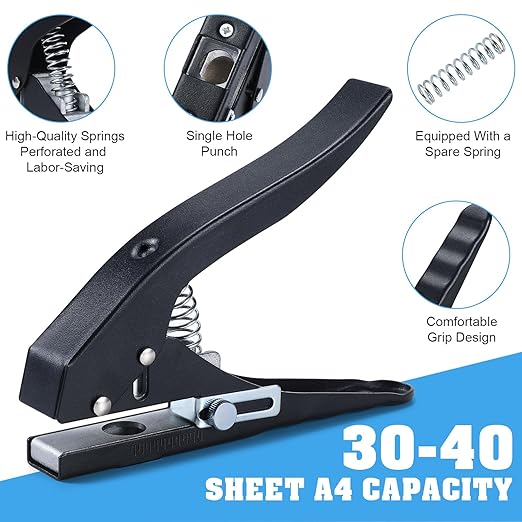 Hole Punch,Heavy Duty Hole Puncher Single,Paper Punch Portable Hand Held Long Hole Punch for Paper Cards Plastic Cardboard (15MM)