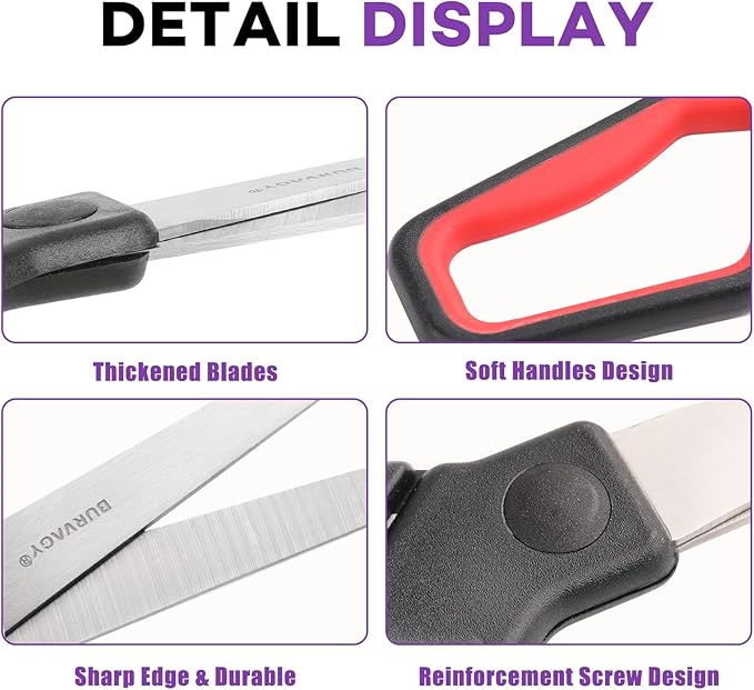 30Pack 8" Scissors All Purpose, Heavy Duty Scissors with Ultra Sharp Blades Comfort Grip Handles - For Office Home School Sewing Fabric Crafts, High/Middle School Student Teacher Scissor