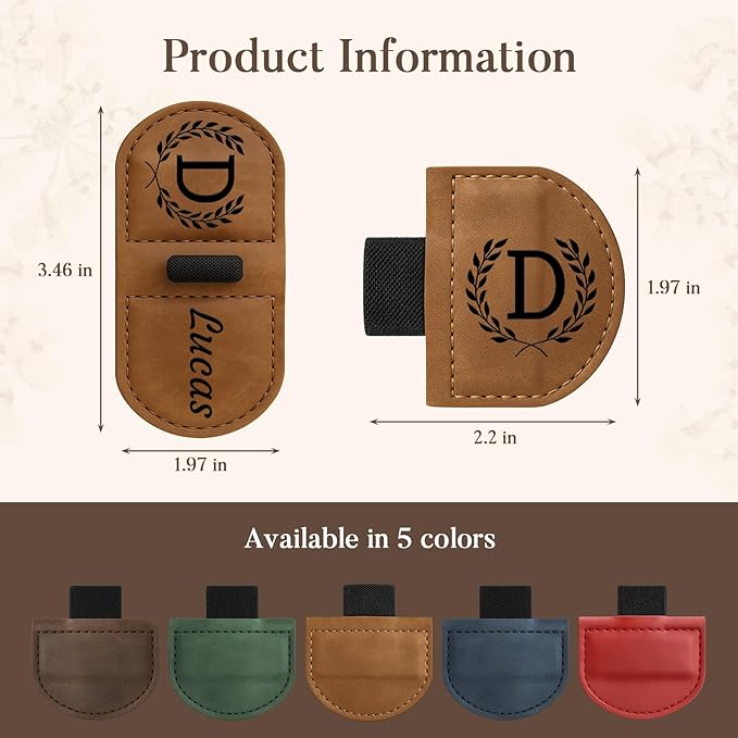 Personalized Bygone Mark Bookmark with Pen Holder,Engraving Leather Magnetic Bookmarks Vintage 26 Letters Name Initials Text Book Marker Clips Gifts for Reading Book Lovers Women (Brown, T)